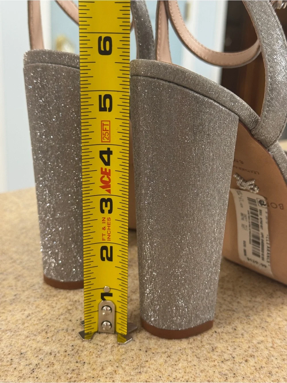 Born On Fifth Antonio Melani Silver Glitter Sparkle Platform Heels 8.5 New $129